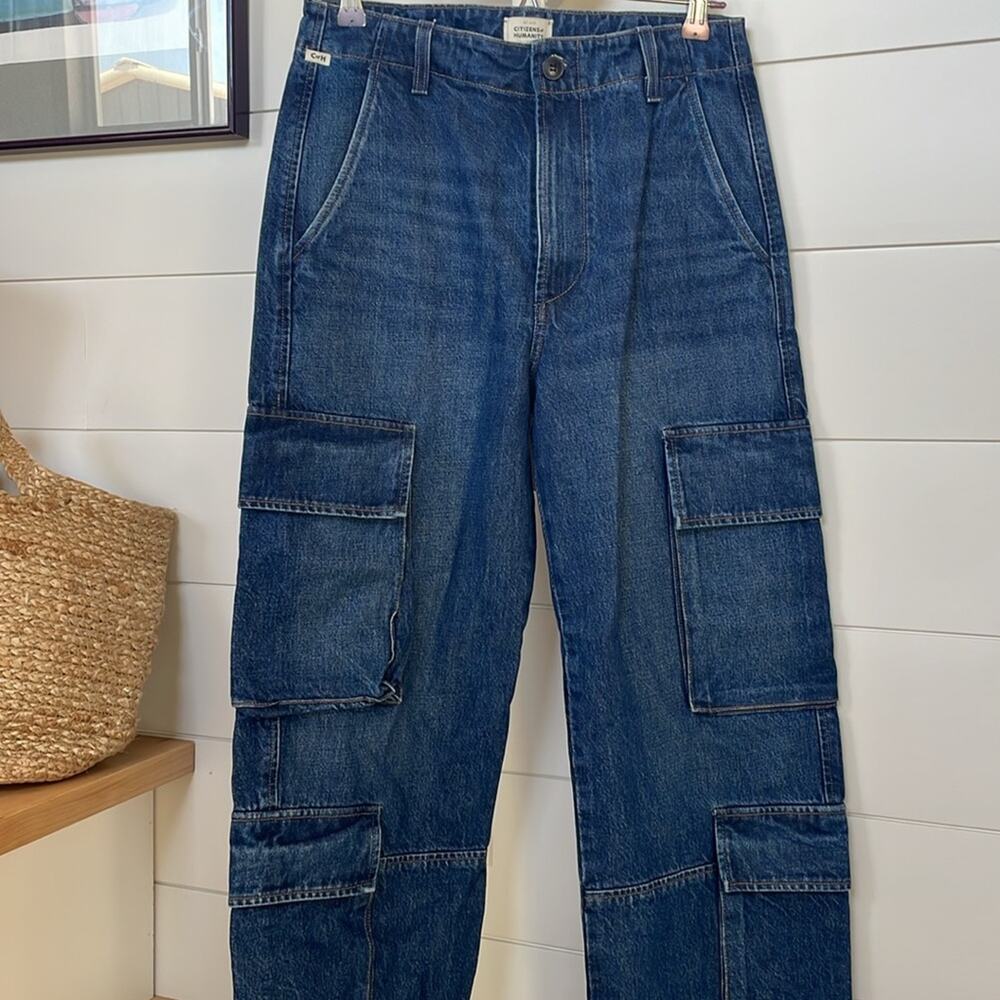 Citizens Of Humanity Dark Blue Wide-Leg Cargo Jeans - Picture 6 of 15